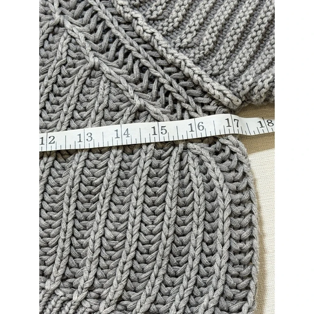 Free People Cable Knit Sweater Size XS Crop Oversized Balloon Sleeve Boho Gray